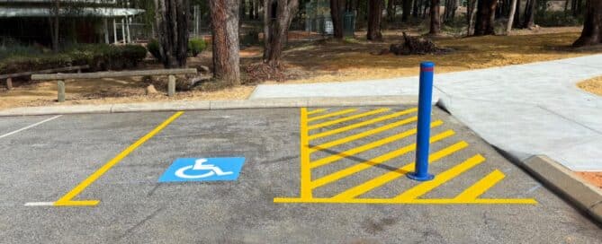 Accessible parking bay line marking at the Norris Park upgrade