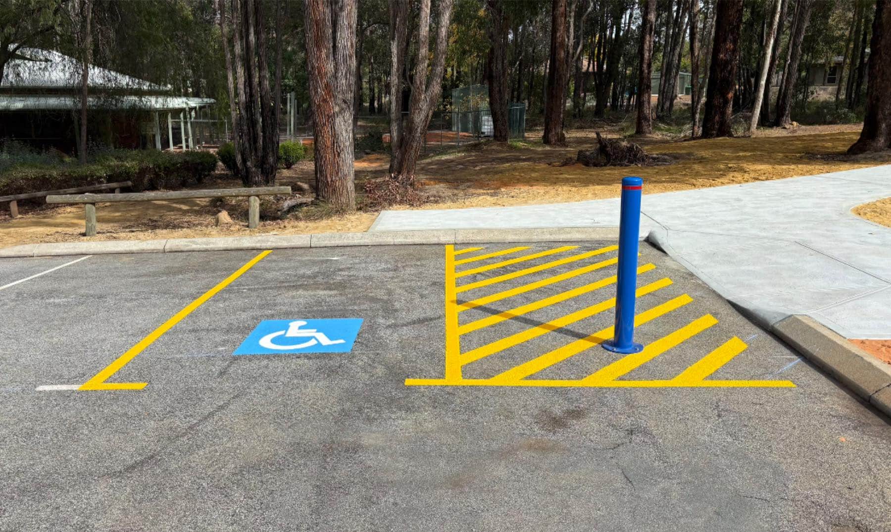Accessible parking bay line marking at the Norris Park upgrade